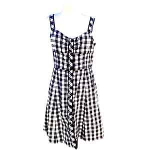 Donna B Taylor Sleeveless Gingham Button Front Dress Black & White Plaid Mini 12